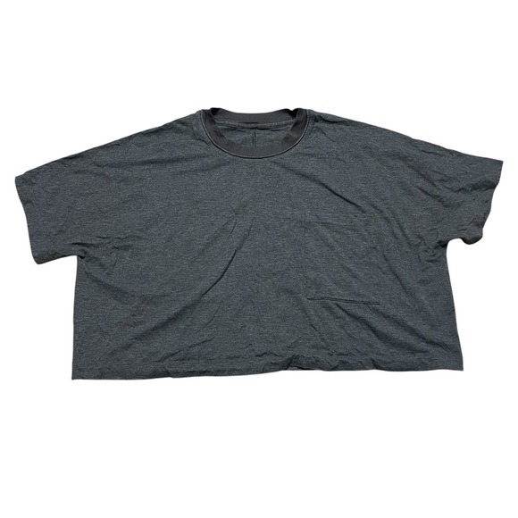 Lululemon Athletics Crop Top Front Pocket Charcoal Gray Activewear Size L - Picture 1 of 5